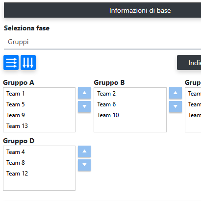 Formati di torneo per la classifica per ogni 8 squadre
